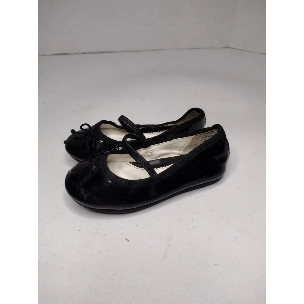Kids Nordstrom Black Patent Leather Mary Jane‎ Ballet Flats Shoes Toddler Size 7